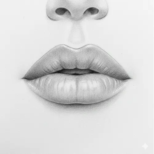 Wide lips - extended from corner to corner with broad smile